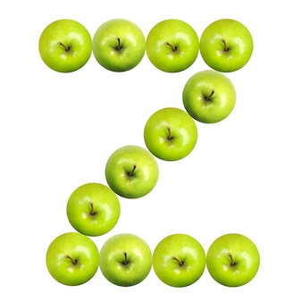 Letter z gemaakt van groene appels. onderdeel van de collectie