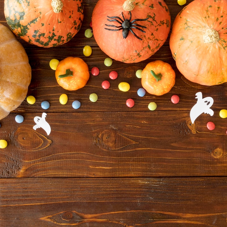 Gratis Foto leuk halloween-concept met exemplaarruimte