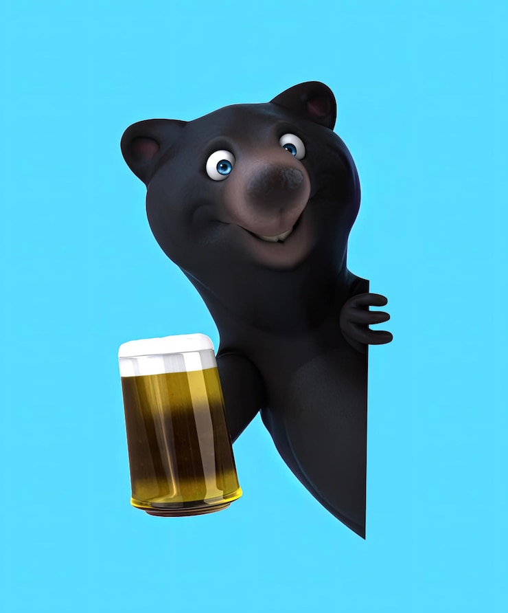 Gratis Foto leuke 3d cartoon beer met een bier