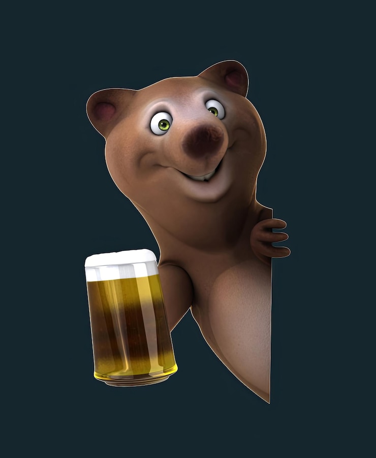 Gratis Foto leuke 3d cartoon beer met een bier