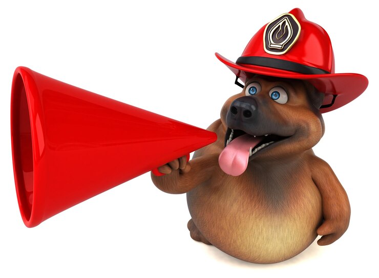Gratis Foto leuke 3d cartoon brandweerman hond illustratie