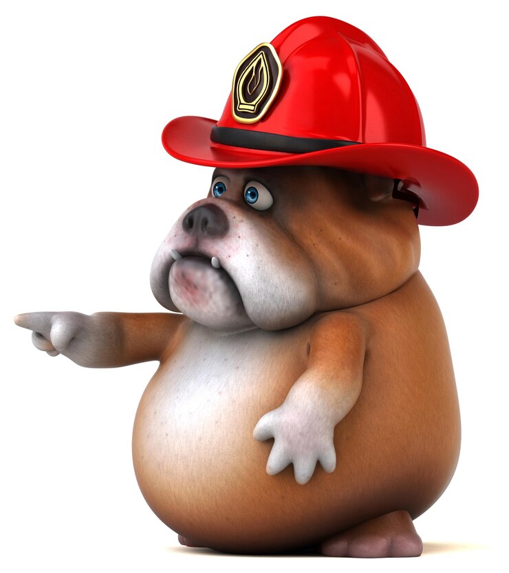 Gratis Foto leuke 3d cartoon illustratie van een hond als brandweerman