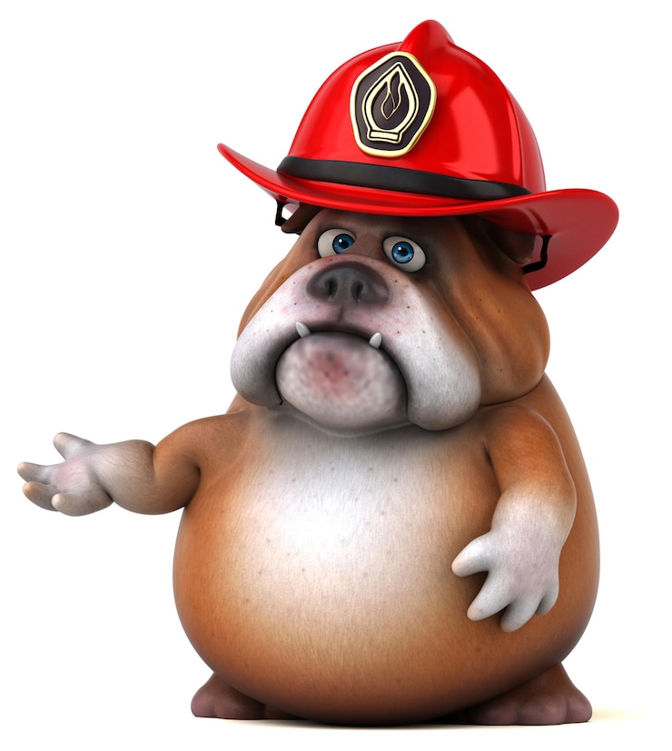 Gratis Foto leuke 3d cartoon illustratie van een hond als brandweerman
