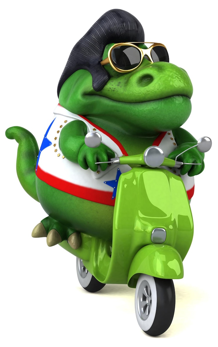 Gratis Foto leuke 3d cartoon illustratie van een trex rocker