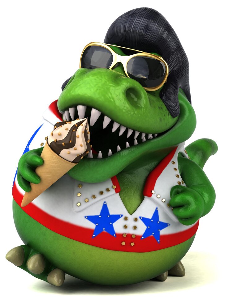 Gratis Foto leuke 3d cartoon illustratie van een trex rocker