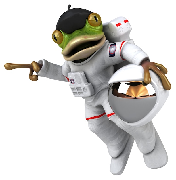 Leuke 3D cartoon kikker astronaut