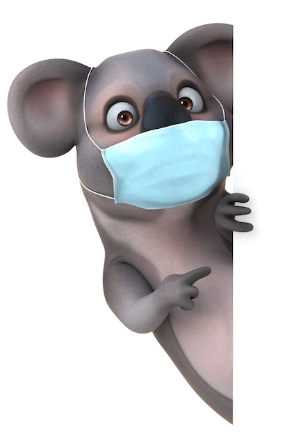 Leuke 3D cartoon koala met een masker