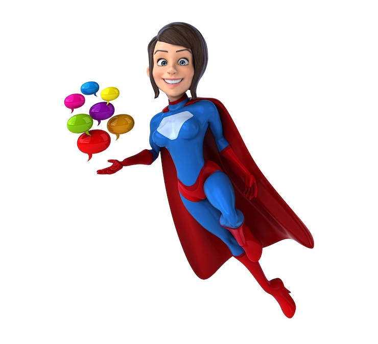 Gratis Foto leuke 3d cartoon super vrouw illustratie