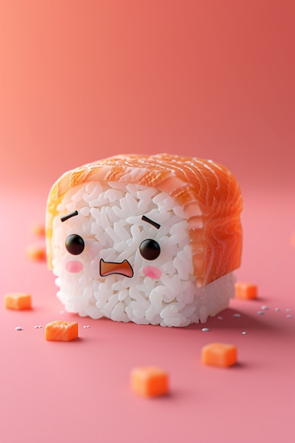 Leuke 3D sushi met gezicht.