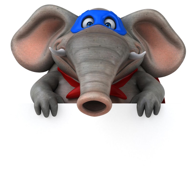 Gratis Foto leuke 3d-tekenfilmillustratie van een olifantensuperheld