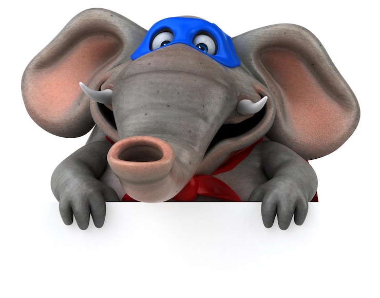 Gratis Foto leuke 3d-tekenfilmillustratie van een olifantensuperheld