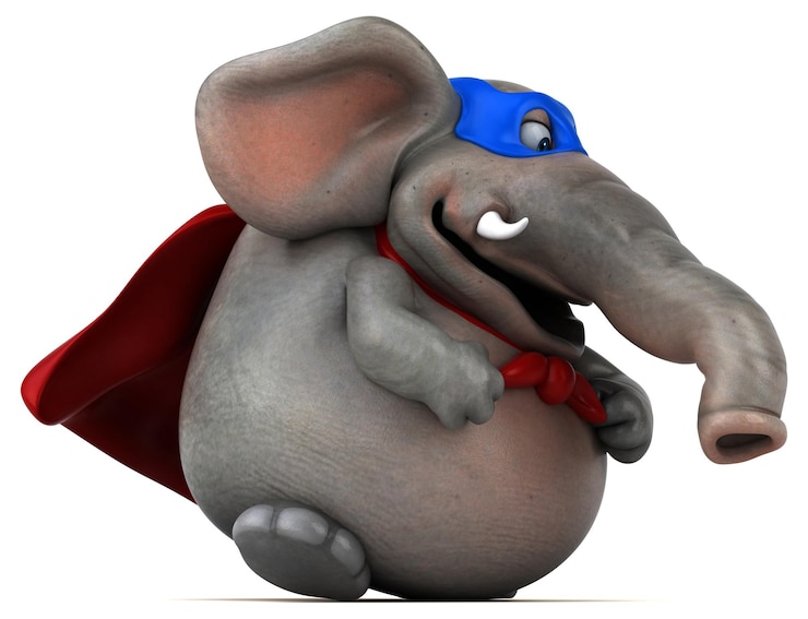 Gratis Foto leuke 3d-tekenfilmillustratie van een olifantensuperheld