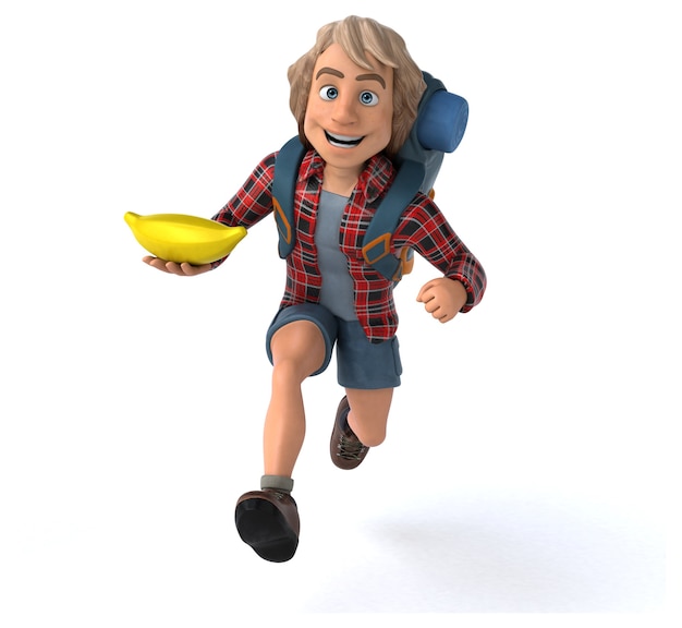 Leuke backpacker cartoon man