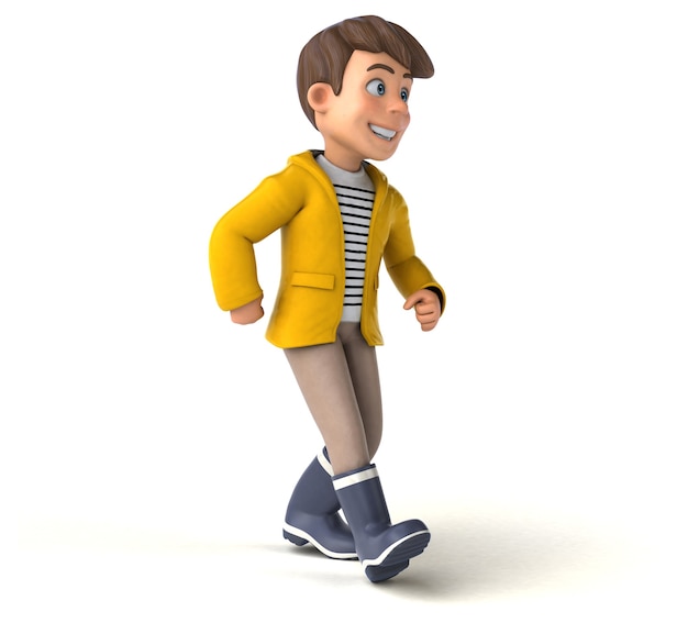 Leuke cartoon jongen met regenkleding