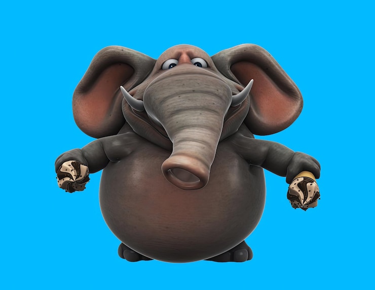 Gratis Foto leuke cartoon olifant met een ijsje