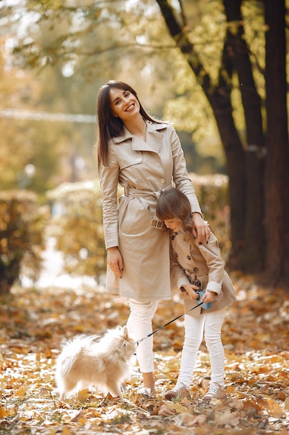 Leuke en stijlvolle familie in een herfst park