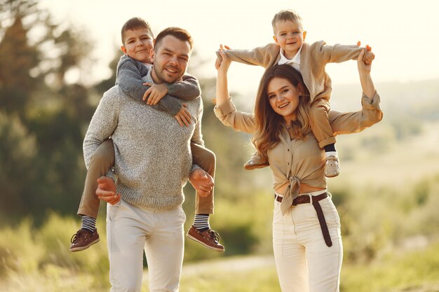 Leuke familie spelen in een zomer-veld