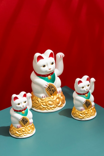 Leuke gelukkige katten arrangement hoge hoek