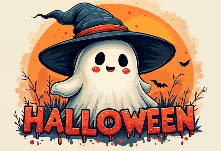 Gratis Foto leuke ghost halloween poster illustratie