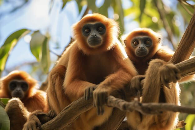 Leuke gibbon in de natuur