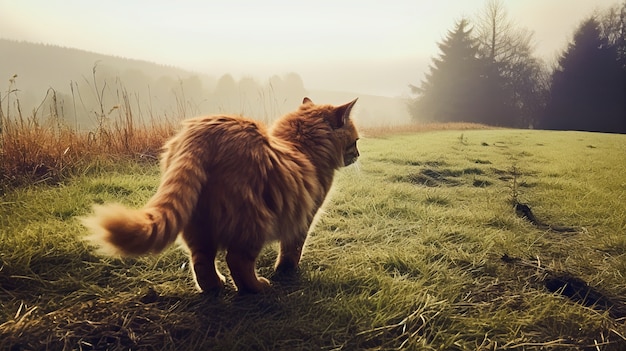 Gratis foto leuke harige kat buitenshuis