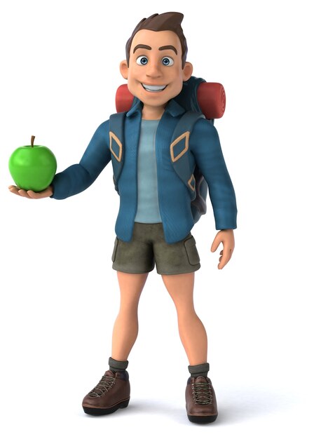 Leuke illustratie van een 3D cartoon backpacker