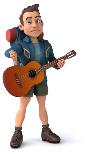 Leuke illustratie van een 3D cartoon backpacker