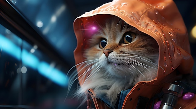 Gratis foto leuke kat in scifi ruimte behang