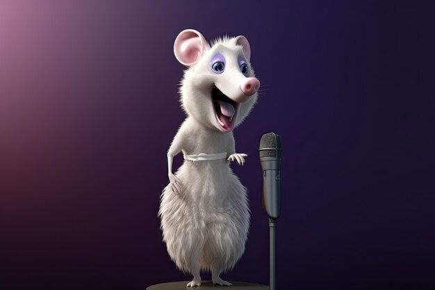Leuke opossum die zingt.