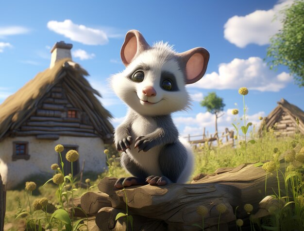 Leuke opossum in de natuur.