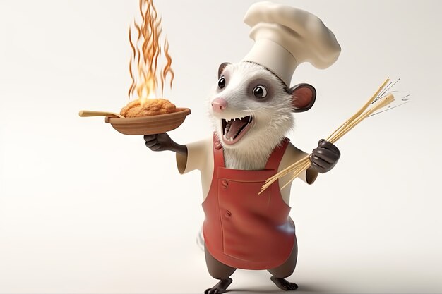 Leuke opossum met eten.