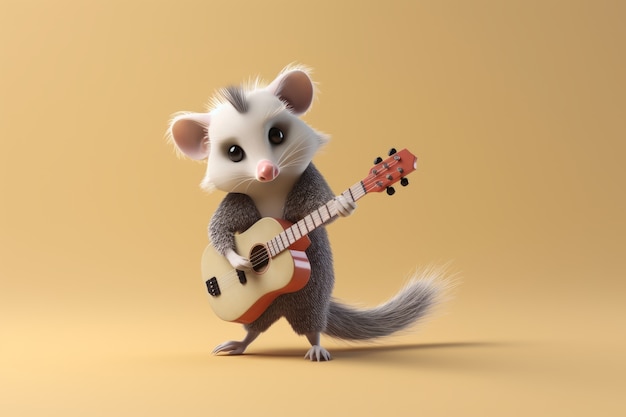 Gratis foto leuke possum die gitaar speelt.