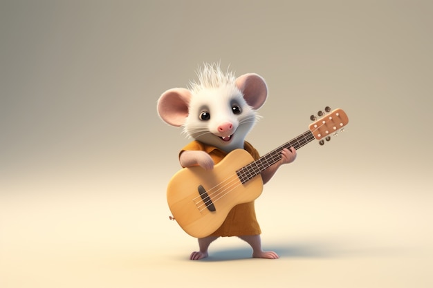 Gratis foto leuke possum die gitaar speelt.