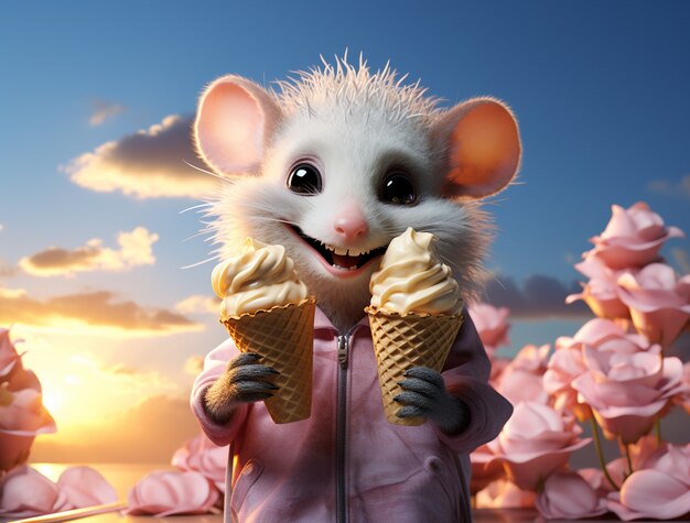 Leuke possum die kleren draagt.