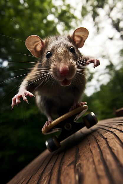 Leuke rat op skateboard