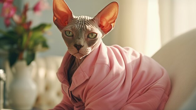 Leuke sphynx kat binnenshuis