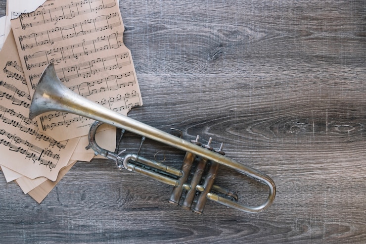 Gratis Foto leuke trompet- en bladmuziek