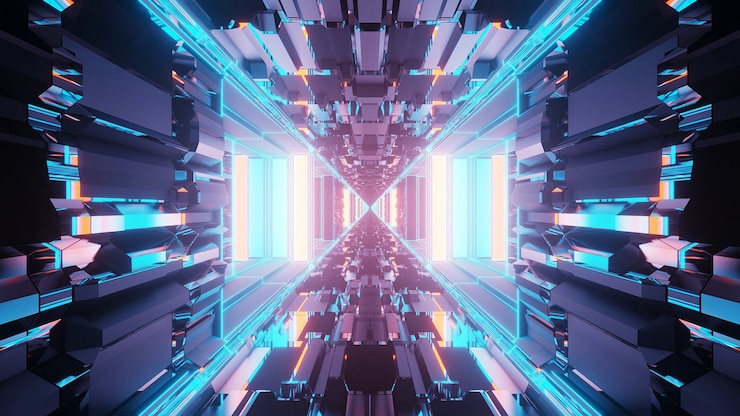 Gratis Foto levendig abstract psychedelisch gangpatroon voor met blauwe en paarse kleuren