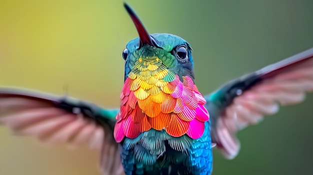 Levendig gekleurde kolibrie in de natuur