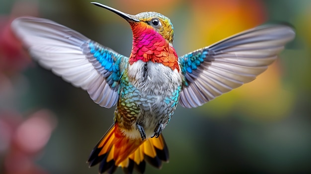 Gratis foto levendig gekleurde kolibrie in de natuur