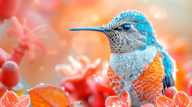 Gratis foto levendig gekleurde kolibrie in de natuur