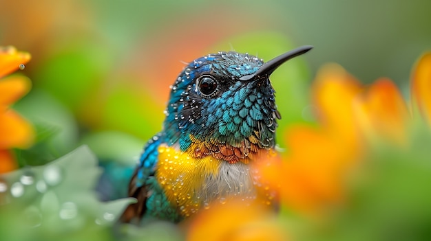 Gratis foto levendig gekleurde kolibrie in natuurlijke omgeving