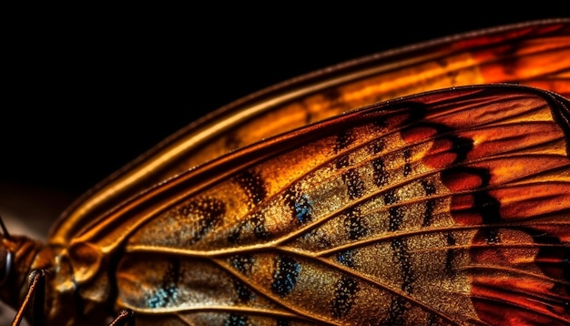 Gratis foto levendig vlindervleugelpatroon in extreme close-up gegenereerd door ai
