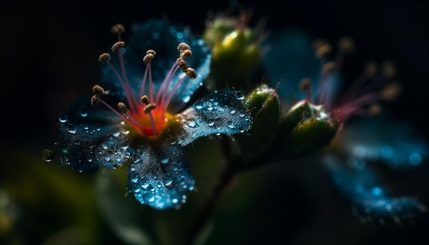 Gratis foto levendige bloemhoofd in bedauwde weide gegenereerd door ai