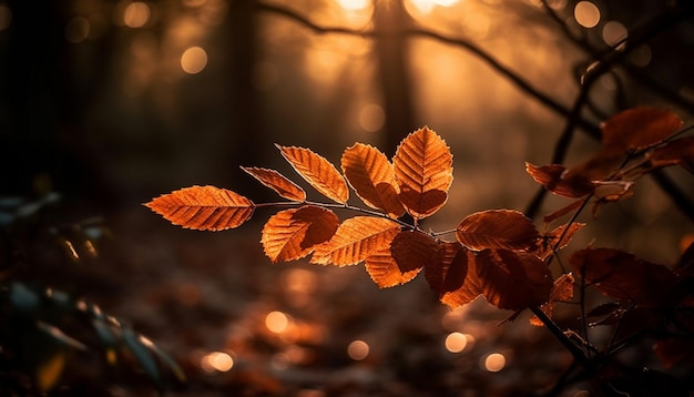 Levendige herfstkleuren verlichten de door AI gegenereerde esdoorngroei
