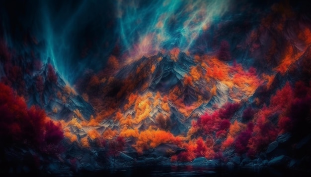Gratis foto levendige kleuren exploderen in een futuristisch sterrenstelsel gegenereerd door ai