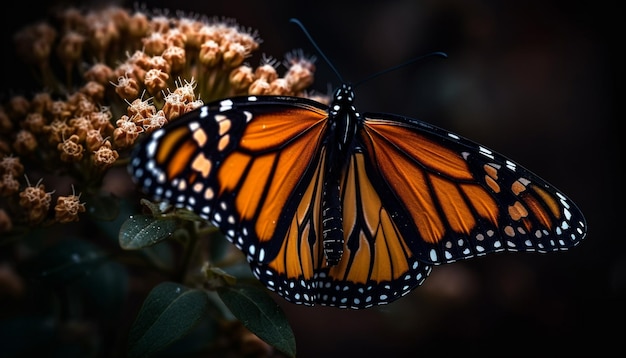 Gratis foto levendige monarchvlinder bestuift veelkleurige bloem buiten gegenereerd door ai