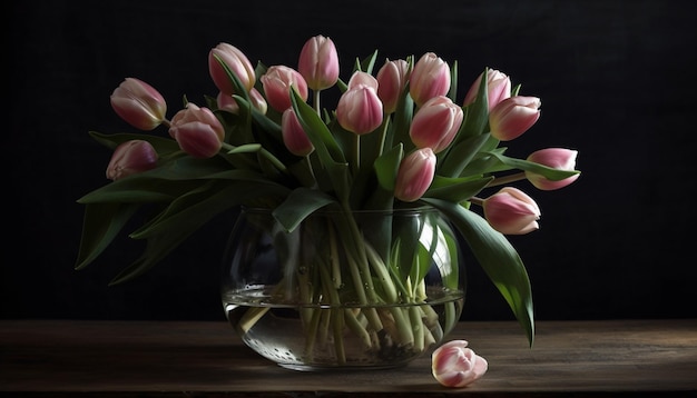 Levendige tulpen in vaas natuur romantiek geschenk gegenereerd door AI