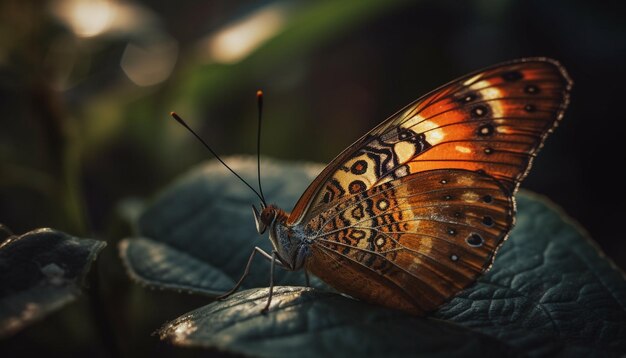 Levendige vlindervleugel toont de delicate schoonheid van de natuur, gegenereerd door AI