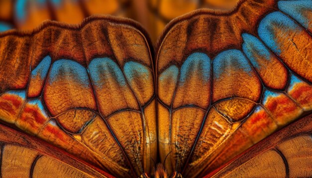 Levendige vlindervleugel toont natuurschoon en symmetrie gegenereerd door AI